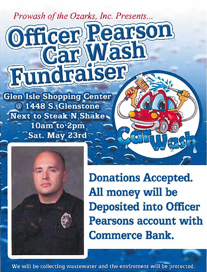 SGFPolice's tweet photo. Car wash benefitting Officer Pearson this weekend #prayersforPearson http://t.co/lJQjVlRO2E