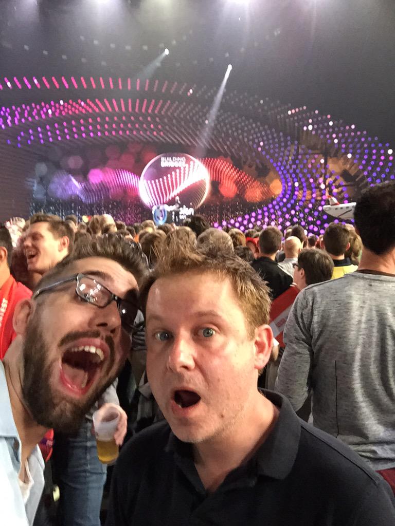 sausagemonkey64's tweet photo. @bbceurovision Scott, Mel we're down in the Arena - give us a wave!!! http://t.co/SJRy05uSp1