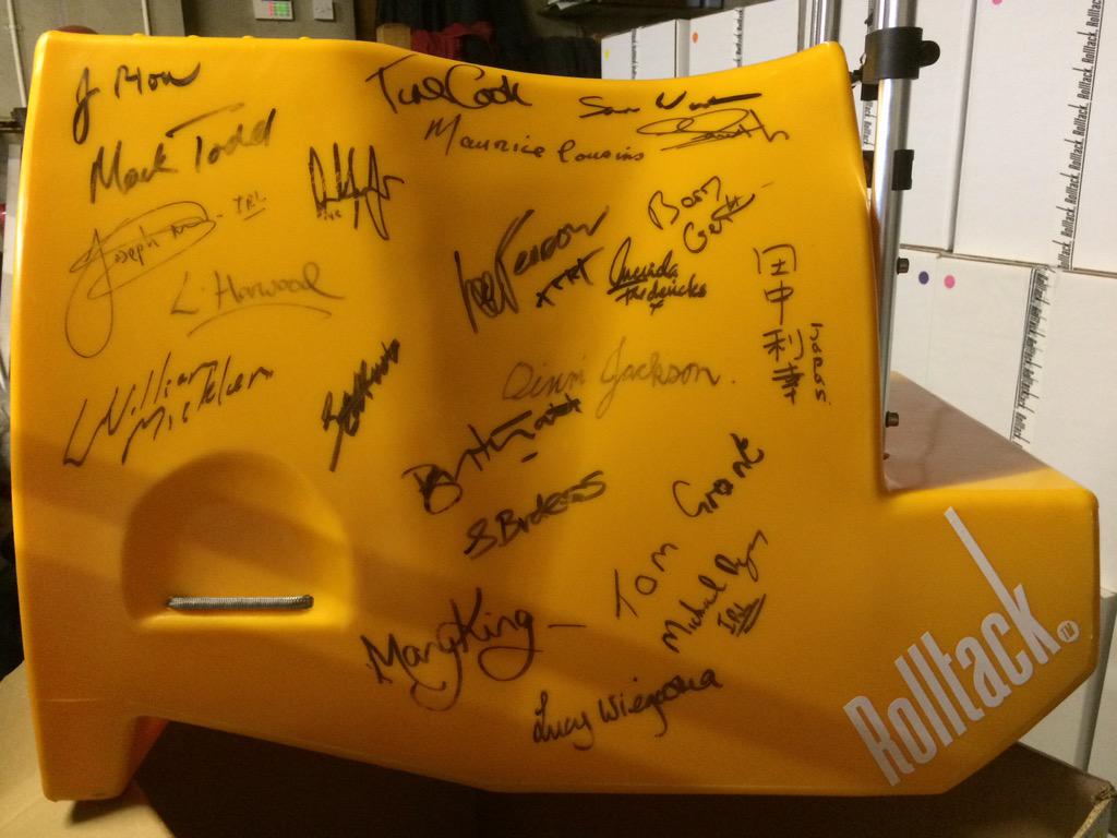 We're doing it again this year and ask all competitors @Tatts2015 to come and sign the Rolltack for charity.