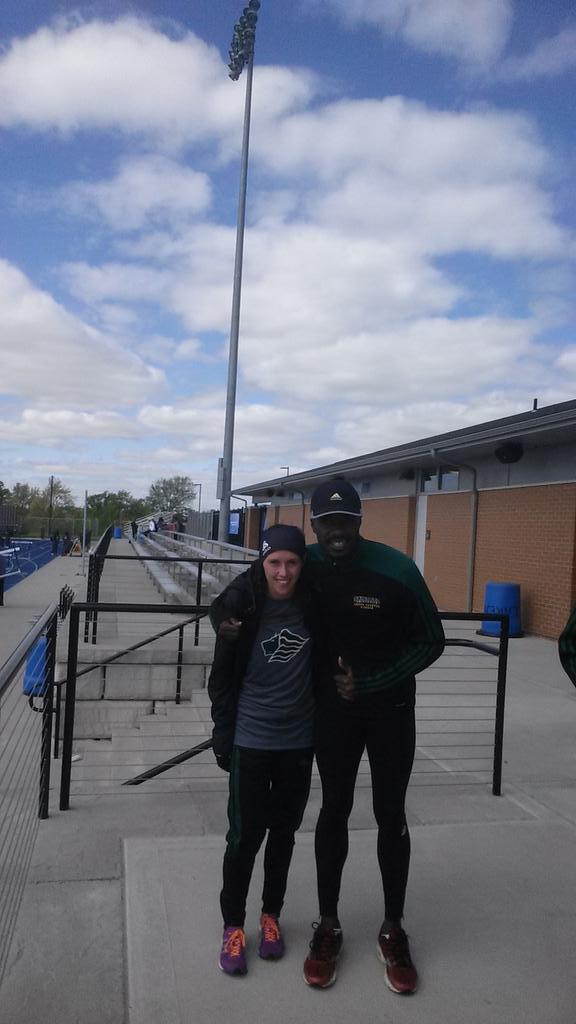 CoachReiber's tweet photo. First official @NCAADII outdoor track &amp; field practice for these two! @ColettZoe2 @Hernsjones #GoSaintLeo http://t.co/lMjhiFsrdx