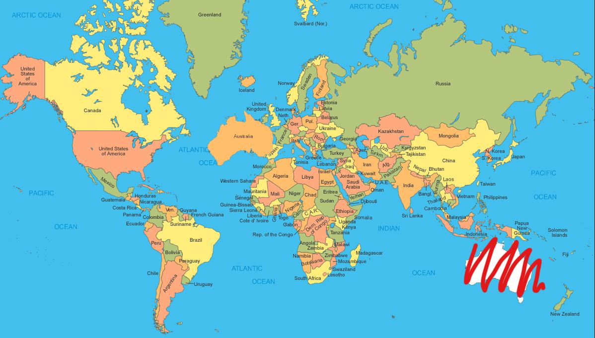 innocent's tweet photo. Australian entry on stage at #Eurovision2015. Just in case you were wondering, this is how the world map looks now http://t.co/PeRcv7sBWG