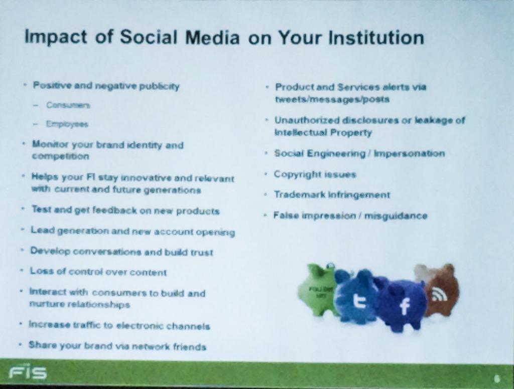 FISGlobal's tweet photo. Banks want to join customers on social media, but are your goals for it set? #FISConnect http://t.co/JEyQoYWm8z