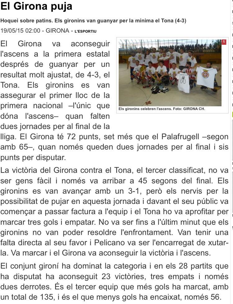 GironaCH's tweet photo. Ascens a Primera Nacional Espanyola @FedPatinaje @GironaCH @lesportiucat http://t.co/p23Ky4z3g1
