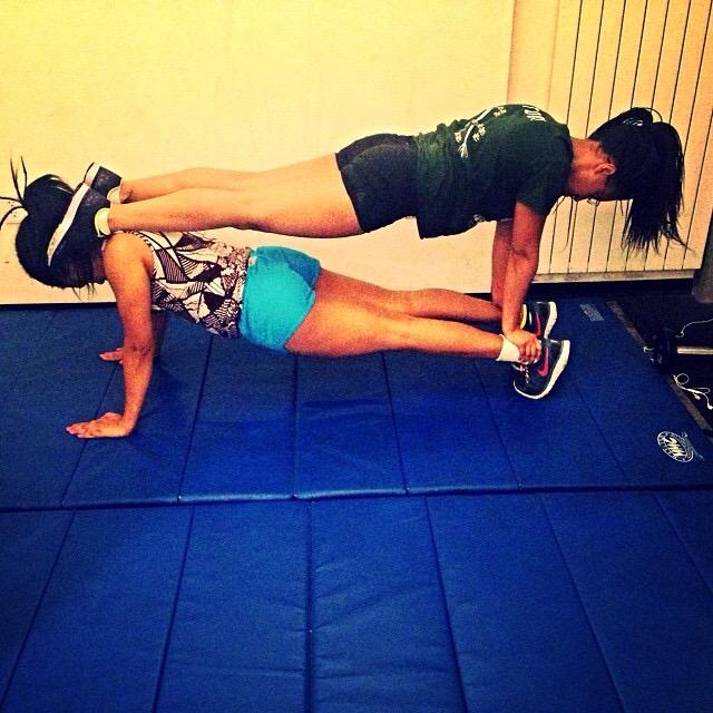 MITCheerSquad's tweet photo. @USASF partner planks for #teamworktuesday ! How do YOU work out? #mitcheer #fitness http://t.co/5TSxDJKIkw