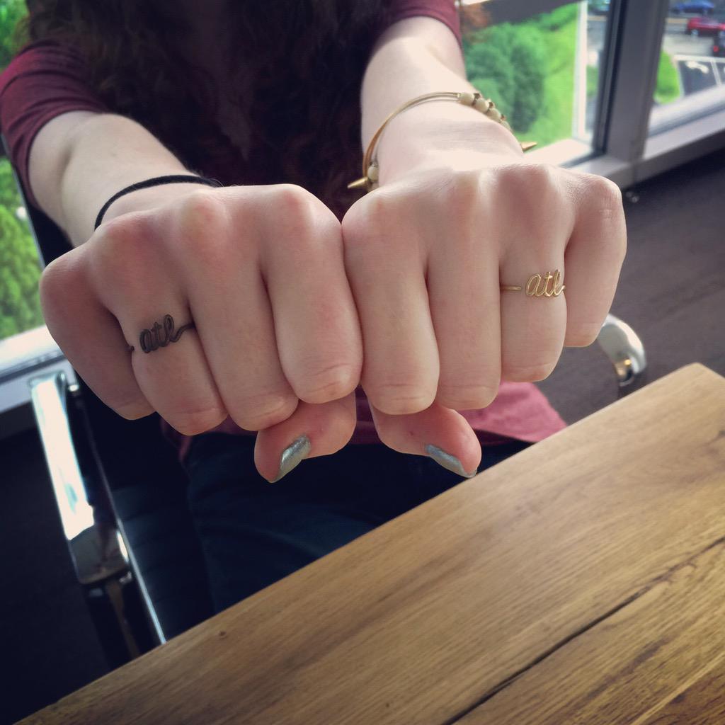 3by3D's tweet photo. Our new #3Dprinted ATL Wire Ring (adjustable) in Raw Brass &amp; Bronze Steel w/ special hand model @lydeas #ATL #Atlanta http://t.co/XQrbFXRvmx