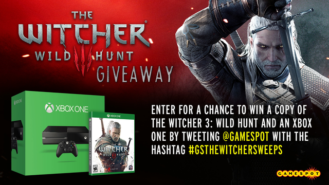 GameSpot's tweet photo. Giveaway!  Win an Xbox One + The Witcher 3!  Tweet with #GSTheWitcherSweeps to win. http://t.co/OzswiduiBq http://t.co/S2Fry3ercm
