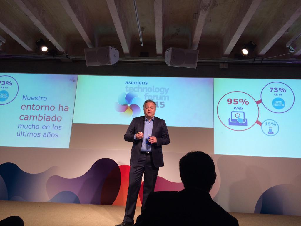 AmadeusITGroup's tweet photo. F. Cuesta addresses the challenges of how to add value to travel agencies in today's fast changing world #ATF_2015 http://t.co/kW9E1h5dX6