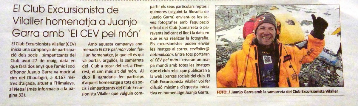 CEVilaller's tweet photo. Notícia @LaManyanacat Esperem les vostres fotografies pel CEV al MÓN en honor a @juanjogarra http://t.co/nyWGqEDEAe http://t.co/XiCDPbW1Mj