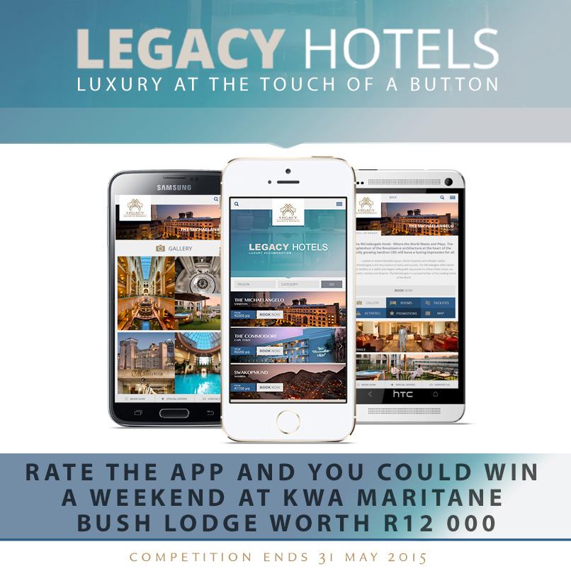 legacyhotels's tweet image. Rate the @legacyhotels App &amp;amp; you could WIN a stay at @KwaMaritaneSA! Download: goo.gl/UxKyBg . T's&amp;amp;C's Apply