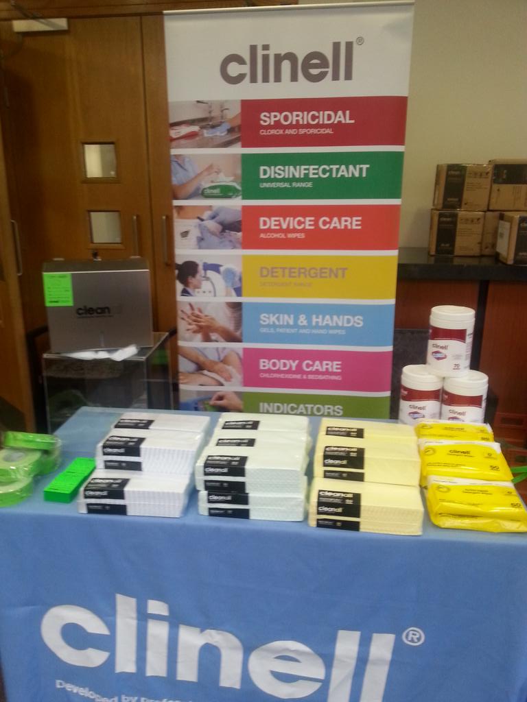 SarahHoworthAir's tweet photo. @clinell All ready for delegates at Health Facilities Scotland study day #clinell Clorox #cleanall cloths http://t.co/qtc9OZzn31