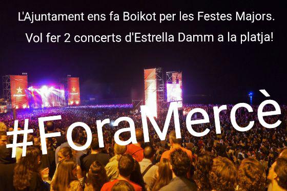 El #Poblenou es mobilitza contra la celebració de 2 macroconcerts a la platja coincidint amb #FMPoblenou. #ForaMercè