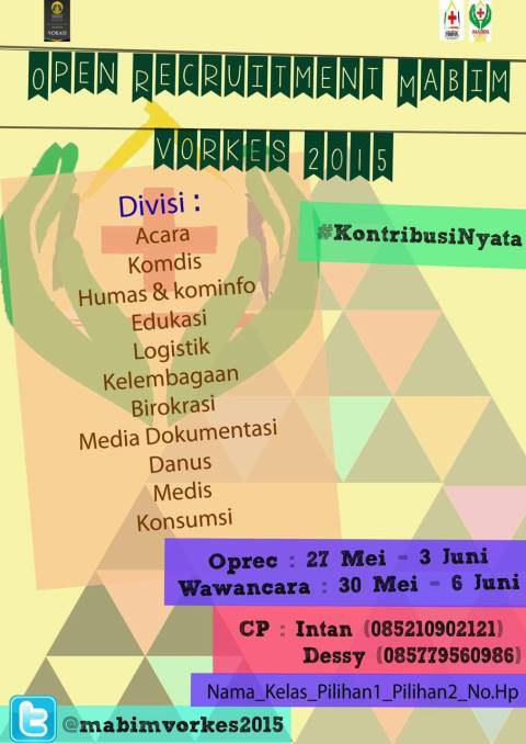 📢This is your time! Oprec staff Mabim Vorkes 2015🙌 Catat tanggalnya!📝