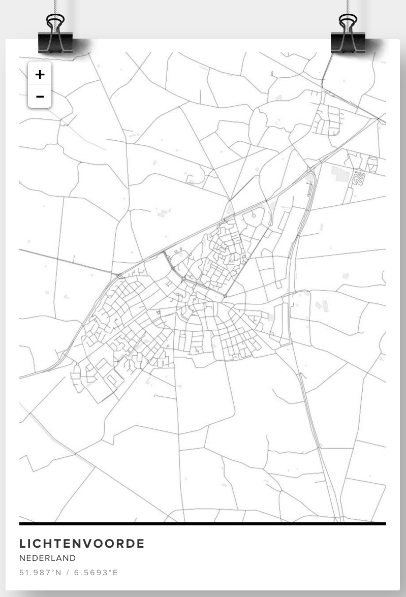 Tof gedaan! Maak met <a href="/mapiful/">Mapiful</a> een minimalistische poster met de kaart van jouw stad of dorp: mapiful.com