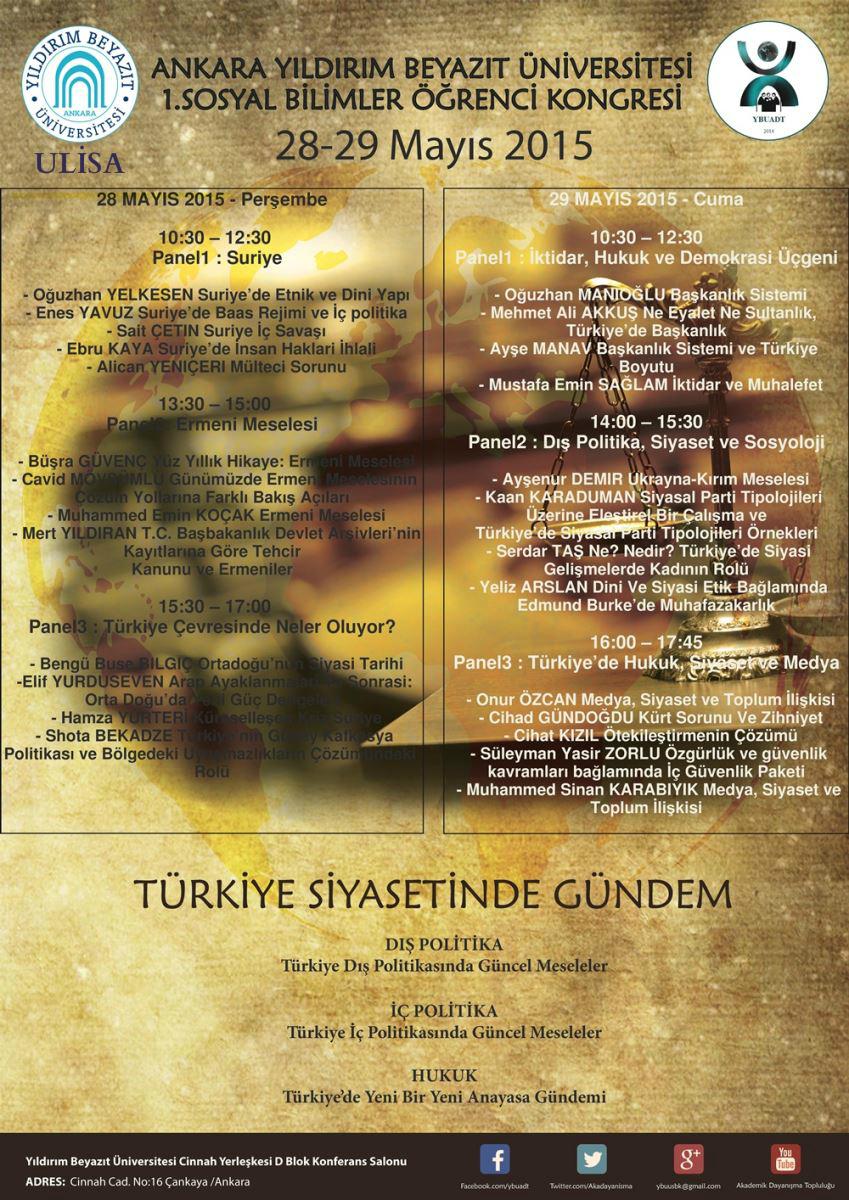 1. SOSYAL BİLİMLER ÖĞRENCİ KONGRESİ
ybu.edu.tr/content_detail…