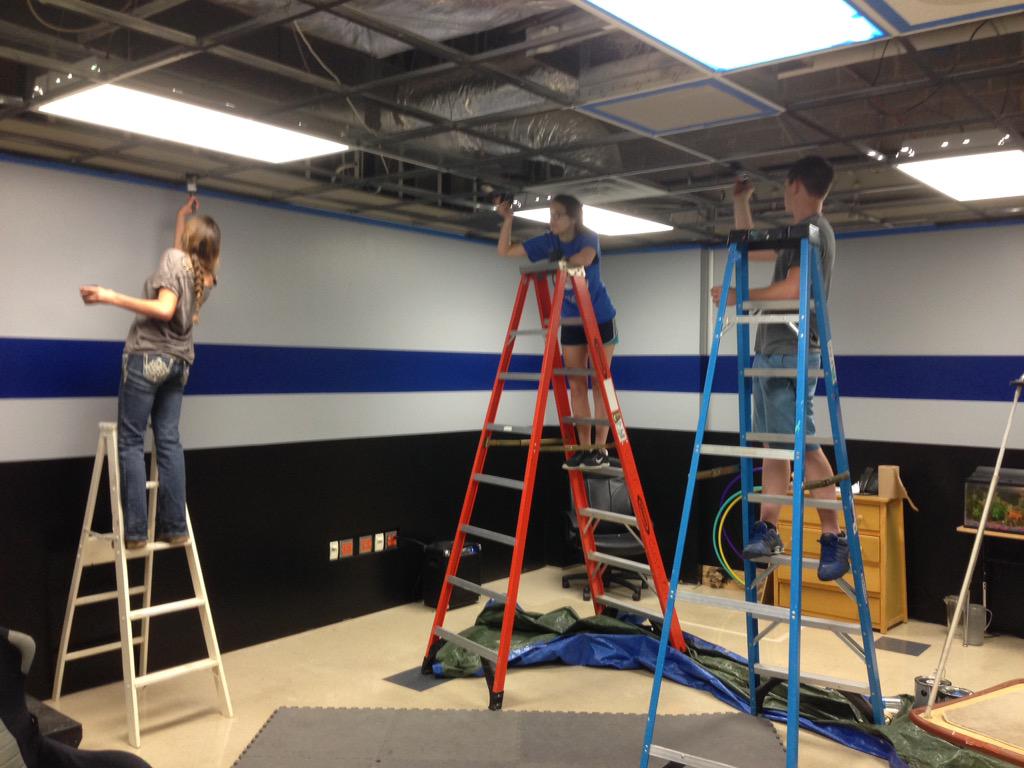 ProSensory's tweet photo. Project Sensory students putting on the finishing touches for our ceiling. #roopride http://t.co/C5bui9H9xH