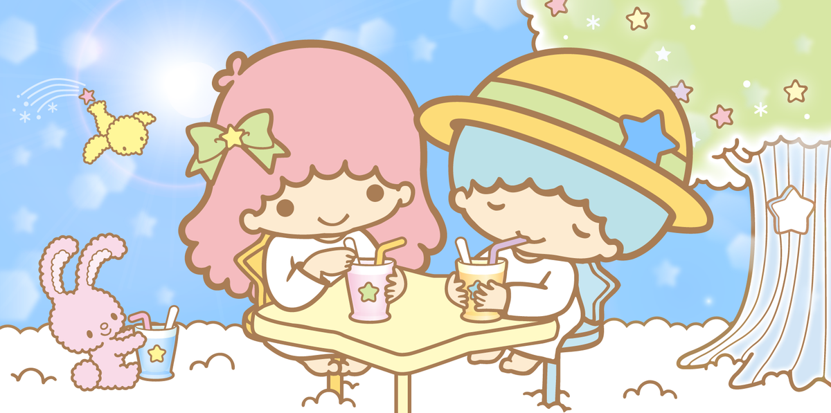 drinking straw 1boy star (symbol) 1girl pink hair hat chibi  illustration images
