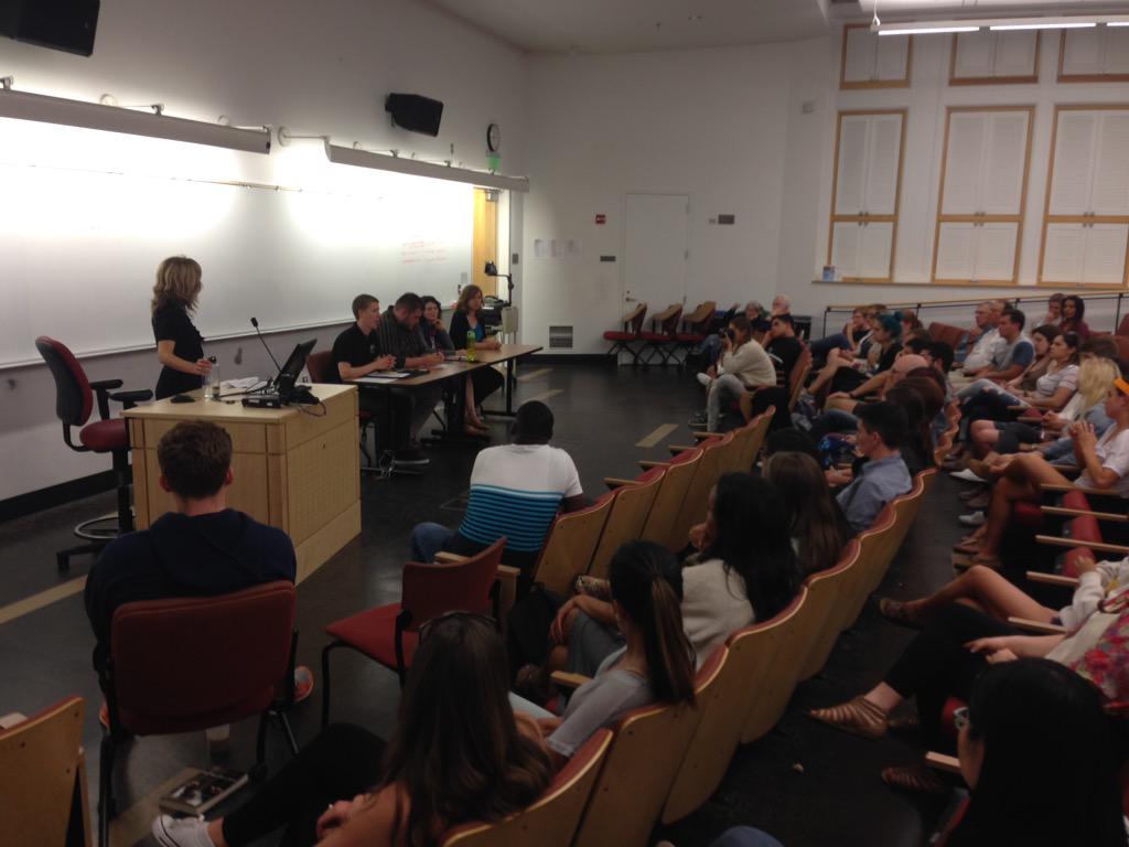 IFC President, Nate and the panel beginning the discussion of sexual assault on college campuses. #UWHuntingGround