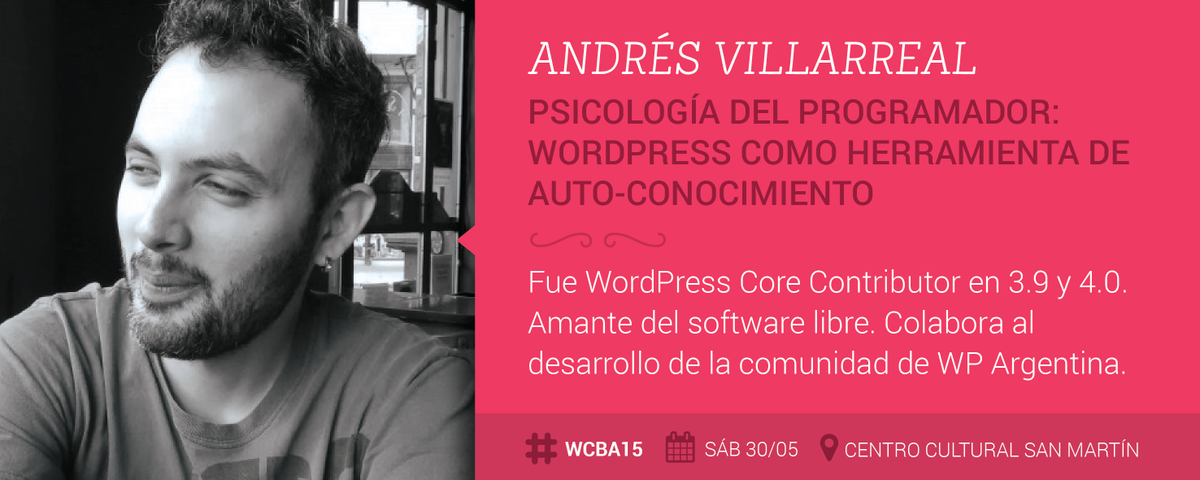 WordCampBsAs's tweet photo. No te pierdas la charla de Andrés sobre "Psicología del programador: WP como herramienta de auto-conocimiento". #WCBA http://t.co/UX5S8RxNoz