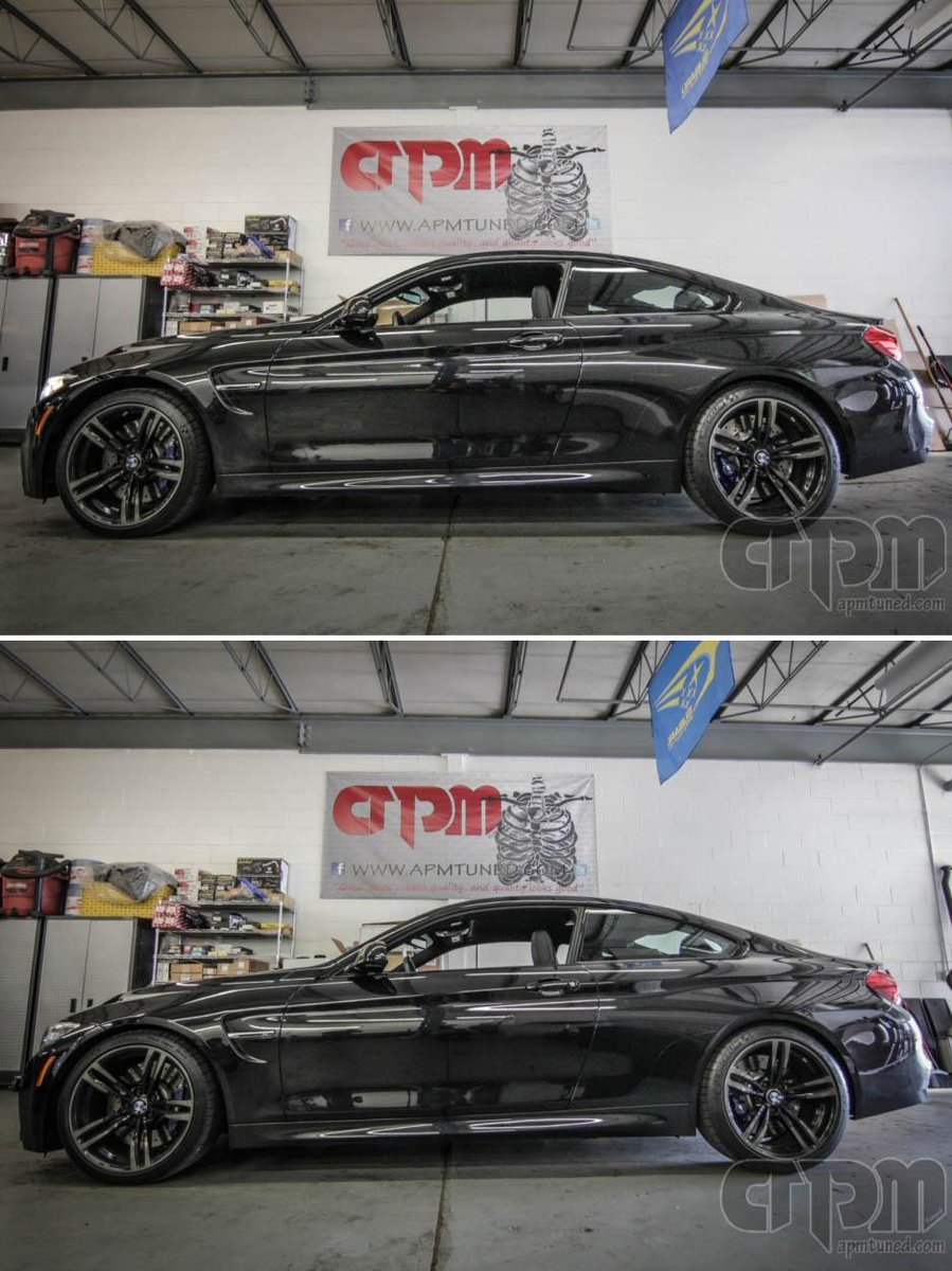 APMTuned's tweet image. 2015 BMW M4 

Before and After the installation of H&amp;amp;R Lowering Springs!