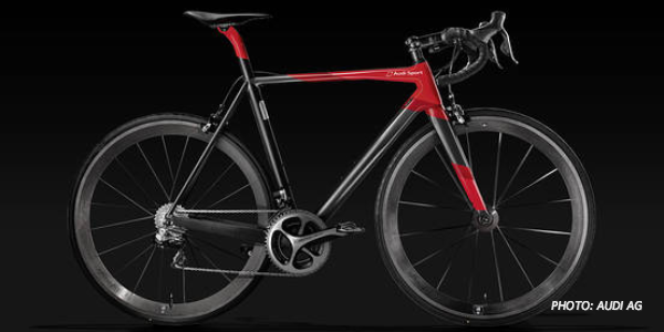 WSJ's tweet image. Audi&apos;s new bike weighs less than five iPhones. The cost? Almost $20,000. on.wsj.com/1R0sVh5