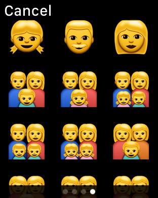 AppleWatchGuy's tweet photo. @mzauk So far all the glances in #applewatch OS 1.0.1 are much faster. But not loving the new emojis :( http://t.co/JQfbZ2xj0I