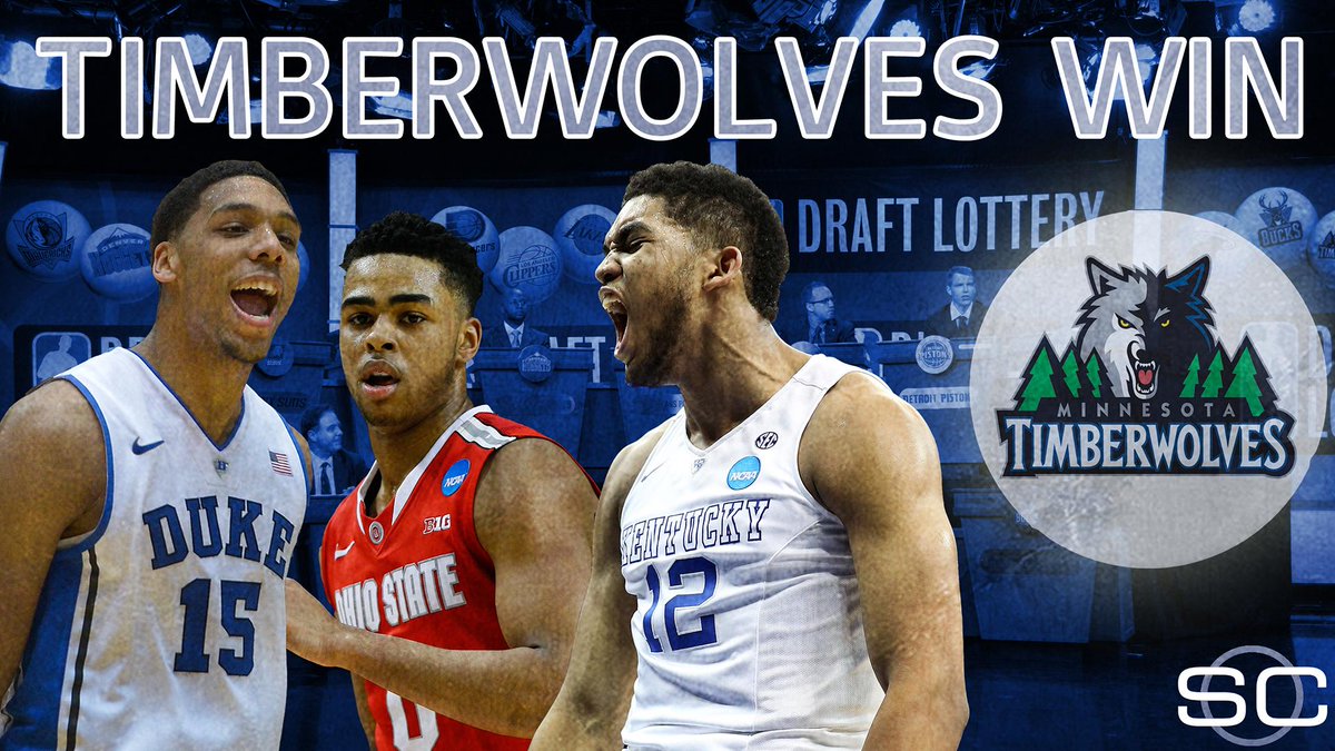 SportsCenter's tweet photo. BREAKING: Minnesota Timberwolves win the NBA Draft Lottery and will have the No. 1 overall pick. http://t.co/K0YPnzj8YT