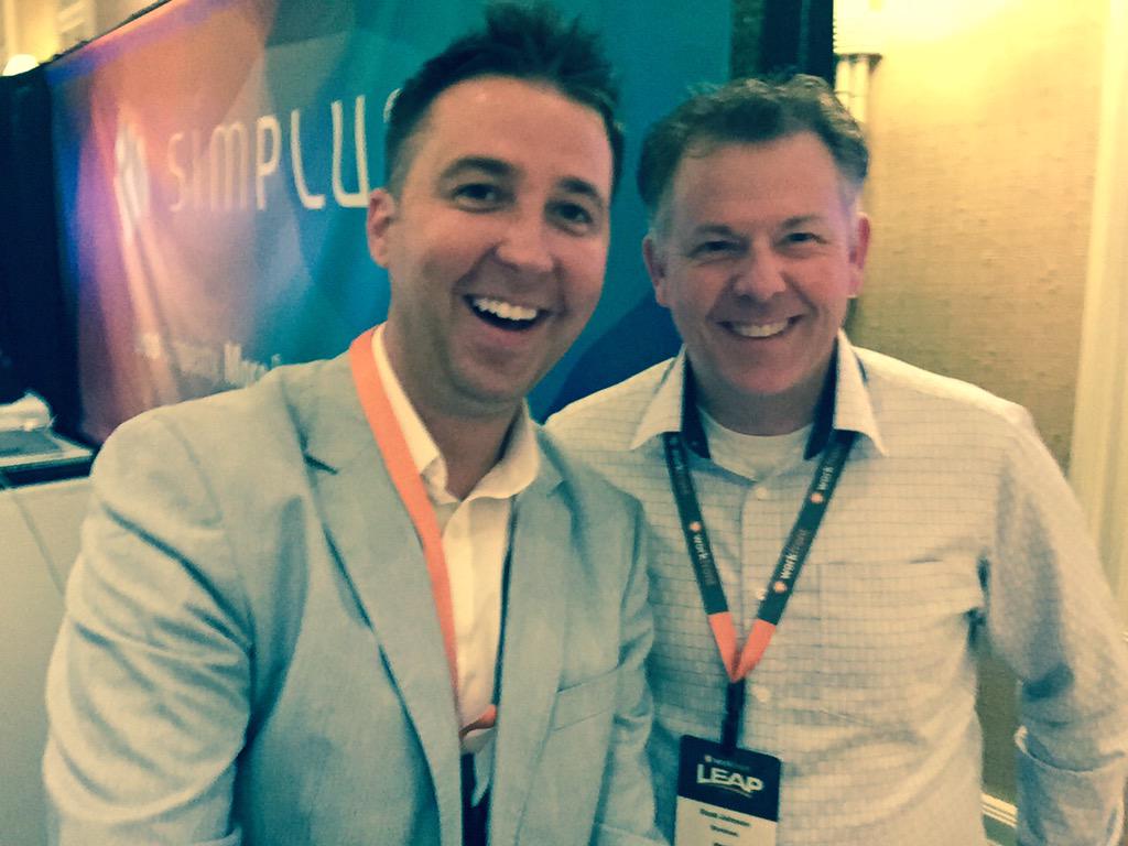 simplusnow's tweet photo. @Workfront_Inc chairman @scjnsn & our CEO @RyanWestwood #selfiewithsimplus #virginselfie #LeapLuv #2015Leap http://t.co/23lXHbamq5