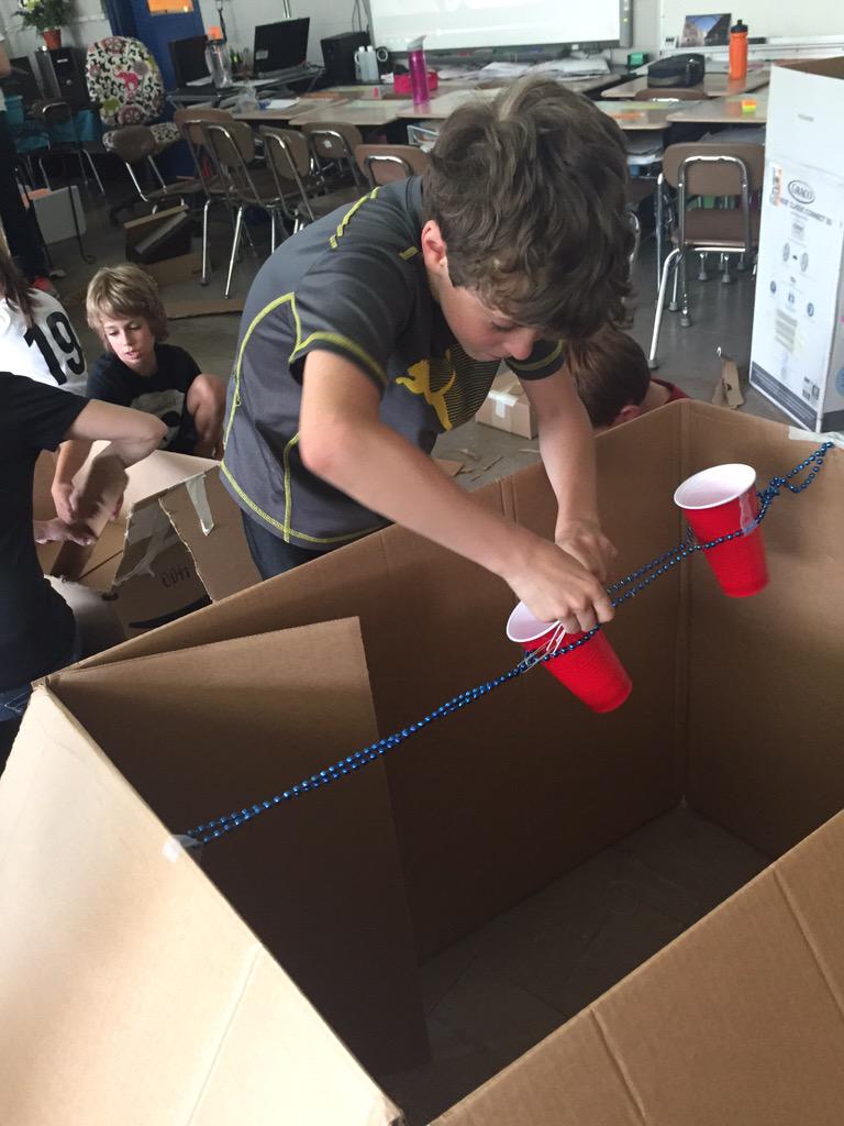 beckyruel's tweet photo. #KES 4th graders unwinding after testing - inspired by #CainesArcade http://t.co/459wEKGpRv