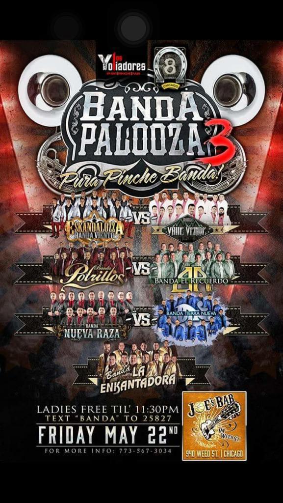 OchoSegundosChi's tweet photo. Friday BANDA PALOOZA III AT JOES +21 #TeamOcho #8Segundos #8Unit #8SegundosChi #8SegundosChicago http://t.co/ACablsrApq