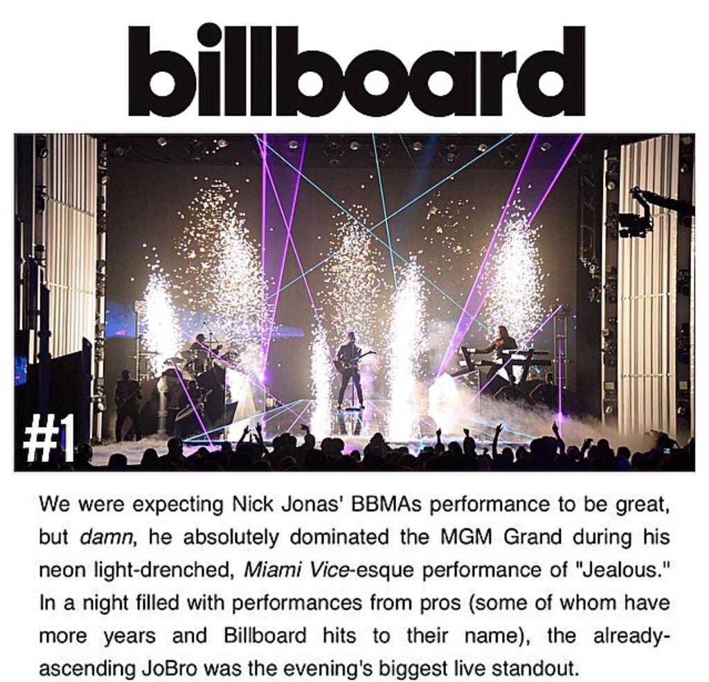 SQUAREDDIVISION's tweet photo. VOTED NUMBER #1 Performance by Billboard #nickjonas #billboards #bbmas #jealous #silenthouselive http://t.co/5yLkcoOEzM