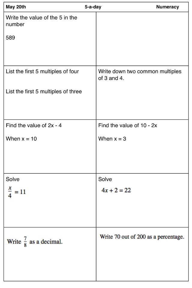 Corbettmaths's tweet image. Want to improve your maths results? Try today's Numeracy #5aday from corbettmaths.com