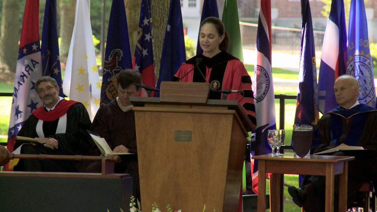 It's <a href="/DavidsonCollege/">Davidson College</a>'s president w/ a S/O to #DivestDavidson @ commencement, in front of the Board Chair! #WhoseSide