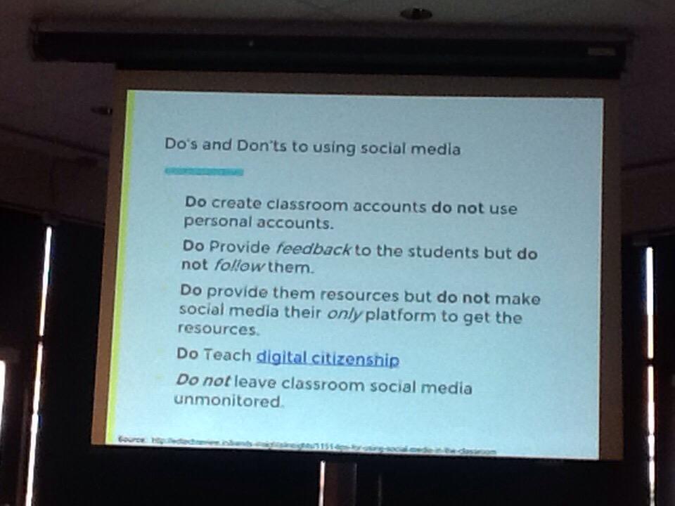 MyClarityCoach's tweet photo. Hey teachers, curios what the do's & dont's of social media is? The #WenTechEd's @brownron has you covered! http://t.co/KR7Qvc2KsP