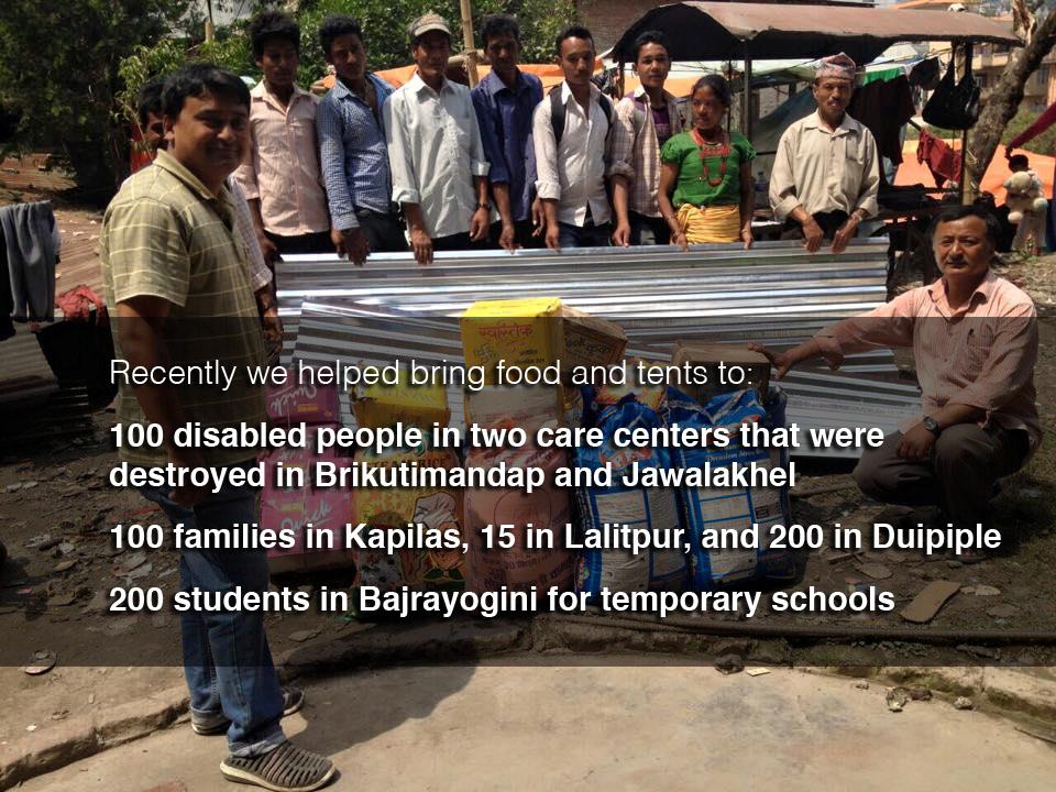 mrensch's tweet photo. Supplies sent to 100 disabled, 200 school kids, 315 families. Let's help #RebuildNepal: http://t.co/k5G2Dex7sg http://t.co/lJV9YanL3X