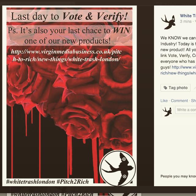 WhiteTrashLdn's tweet photo. @designersoftmrw we need ur support plz vote&amp;verify for us so we can start making a difference http://t.co/dJF6IgiSKA http://t.co/WaFKdfSgX5