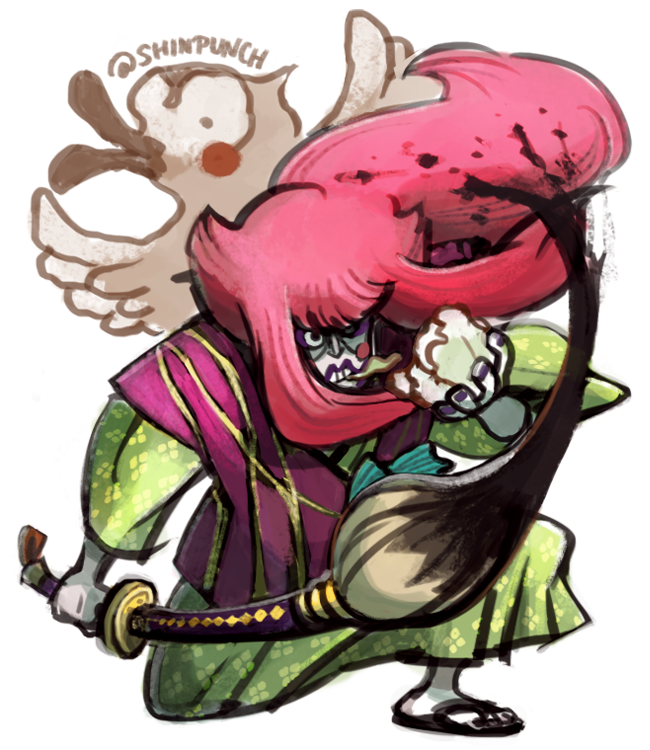 Shinpunch's tweet photo. Here is "Evening Rain" Kanjuro for @Viruul's #OnePieceCollab. I love his gigantic hair. http://t.co/IYU2G01S4Y