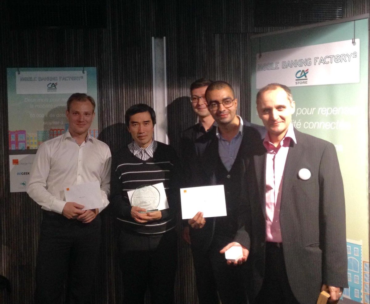 ThyGat's tweet photo. Winners of @OrangePartner awards at the #MBF2 challenge, with amazing projects: Carma, PackN'Drive and Pretty-Streets http://t.co/MTlWJbtfOf