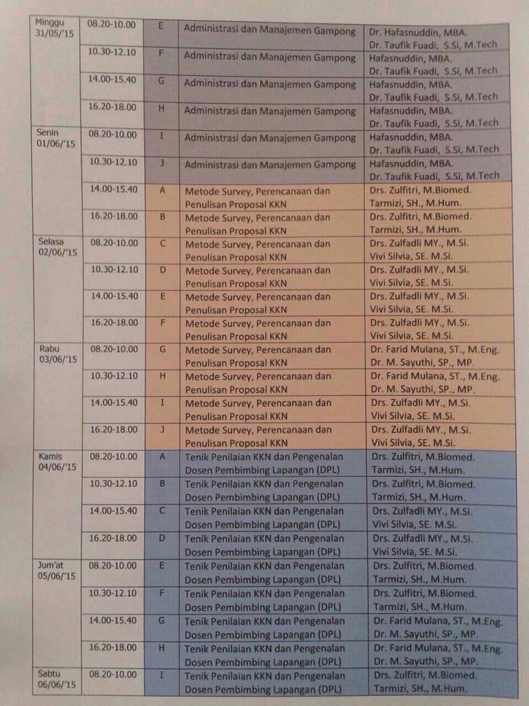 Info KKN gelombang 1 (Agustus 2015) dan jadwal nya sesuai kelompok saat registrasi..