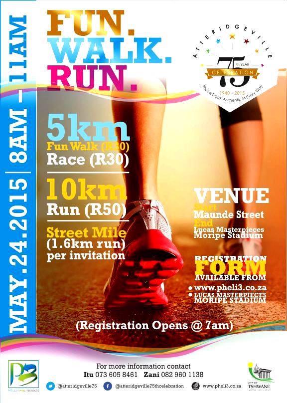 Atteridge75's tweet photo. RT:Still celebrating #Atteridgeville's 75th birthday warm up and get fit with the #PHELIWalk &amp; #PHELIRun this weekend http://t.co/WNXSsQ90SD