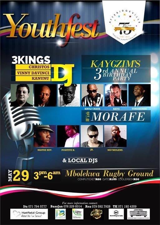 Atteridge75's tweet photo. Book your ticket for the #Atteridgeville75 #PHELIYouthFest on 29 May 2015  @S_Nombebe @Tiego_Chauke @RenatoToolz http://t.co/nGmMZjjrnq