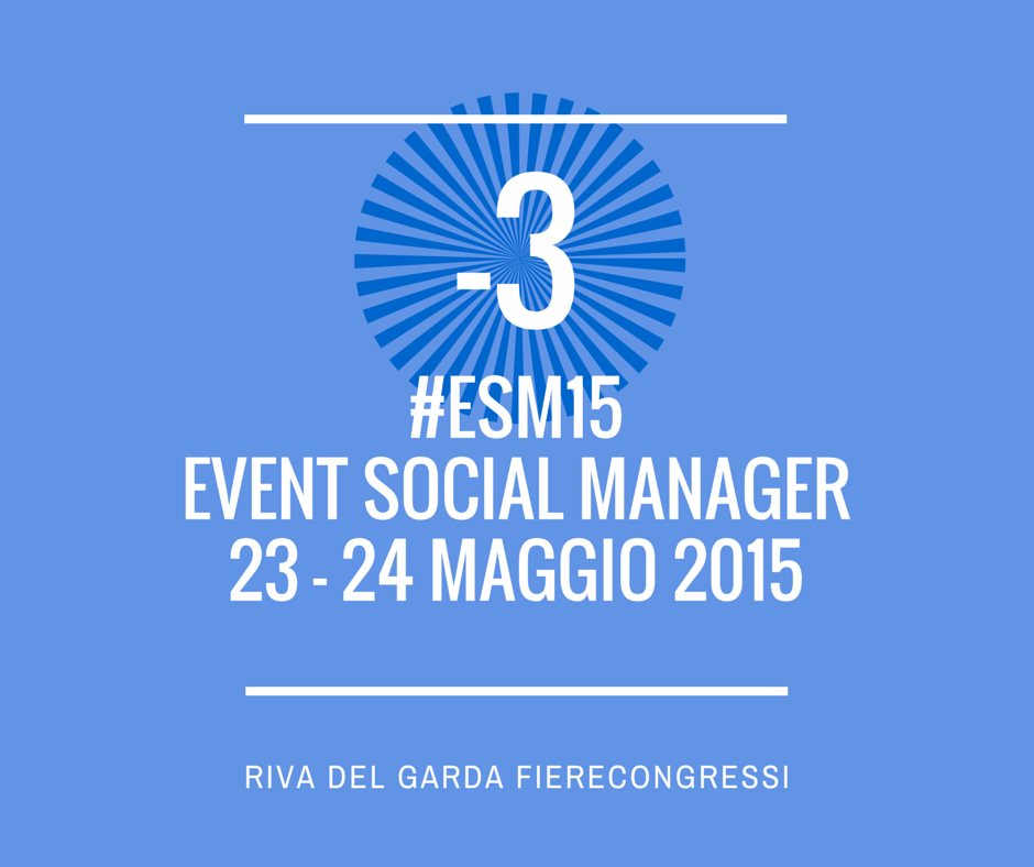 mariaperoni_it's tweet photo. -3...ci siamo quasi!
#esm15 #eventsocialmanager http://t.co/Y5Jgen24cG