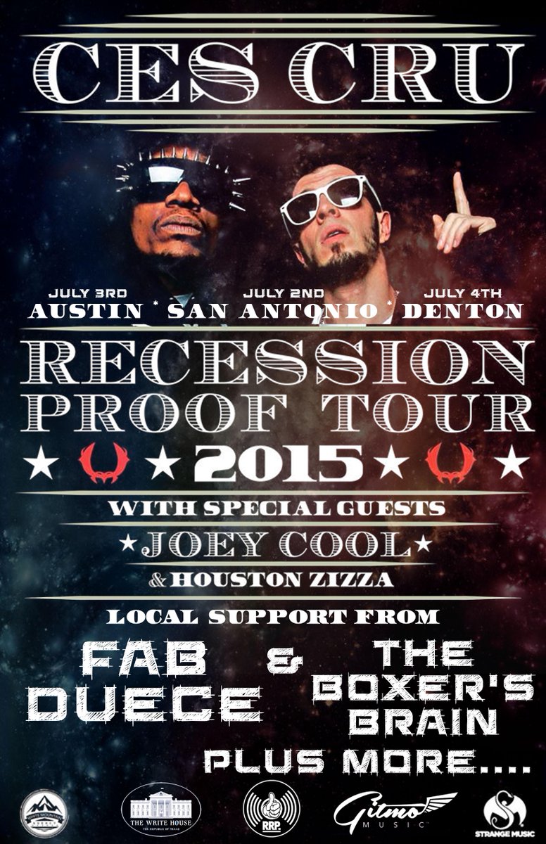 DWriteHouse's tweet photo. Ready for An Experience @cescru @TheBoxersBrain @FabDeuce @GitmoMusic @Callie_Dee #recessionproof #ourownsummertour http://t.co/cEnZxoAzI3