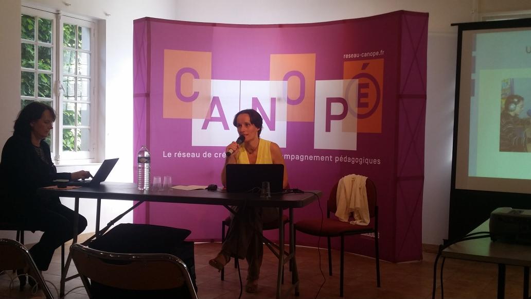 SophieGarssine's tweet image. @sandpaquier nous présente son projet #webradio au CDI à la journée des profs #docs91! Merci à @CanopeEssonne