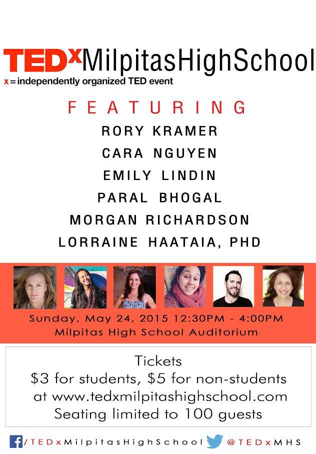 TEDxMHS's tweet photo. Come support the first ever TEDxMilpitasHighSchool on May 24th! Tickets on sale now! @TEDx @TEDxMHS http://t.co/aJrxjRiGQf