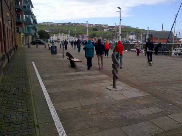EBInBarrow's tweet photo. Its like St Tropez with wind. Off they trot @CumbriaCC @ActiveCumbria @WorkplaceChall #MiddayMile #WorkHealth2015 http://t.co/QlPzAjkFLo