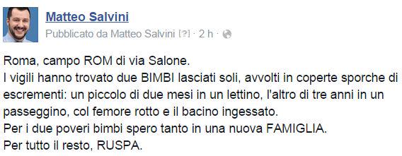 matteosalvinimi's tweet photo. I campi #Rom andrebbero chiusi, altro che storie! #Salvini #Lega @matteosalvinimi http://t.co/3PEJvsm8wa