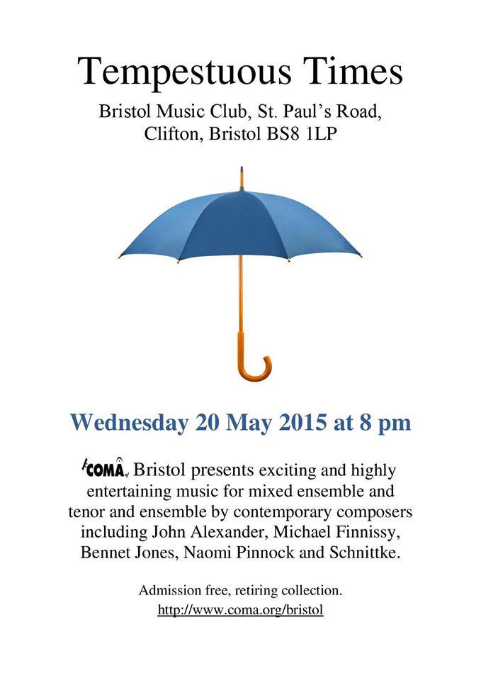 comabristol's tweet photo. Come to our concert TEMPESTUOUS TIMES tonight: exciting music for stormy times... Inc new work by @TWilsonComposer http://t.co/59p9wk2a0D