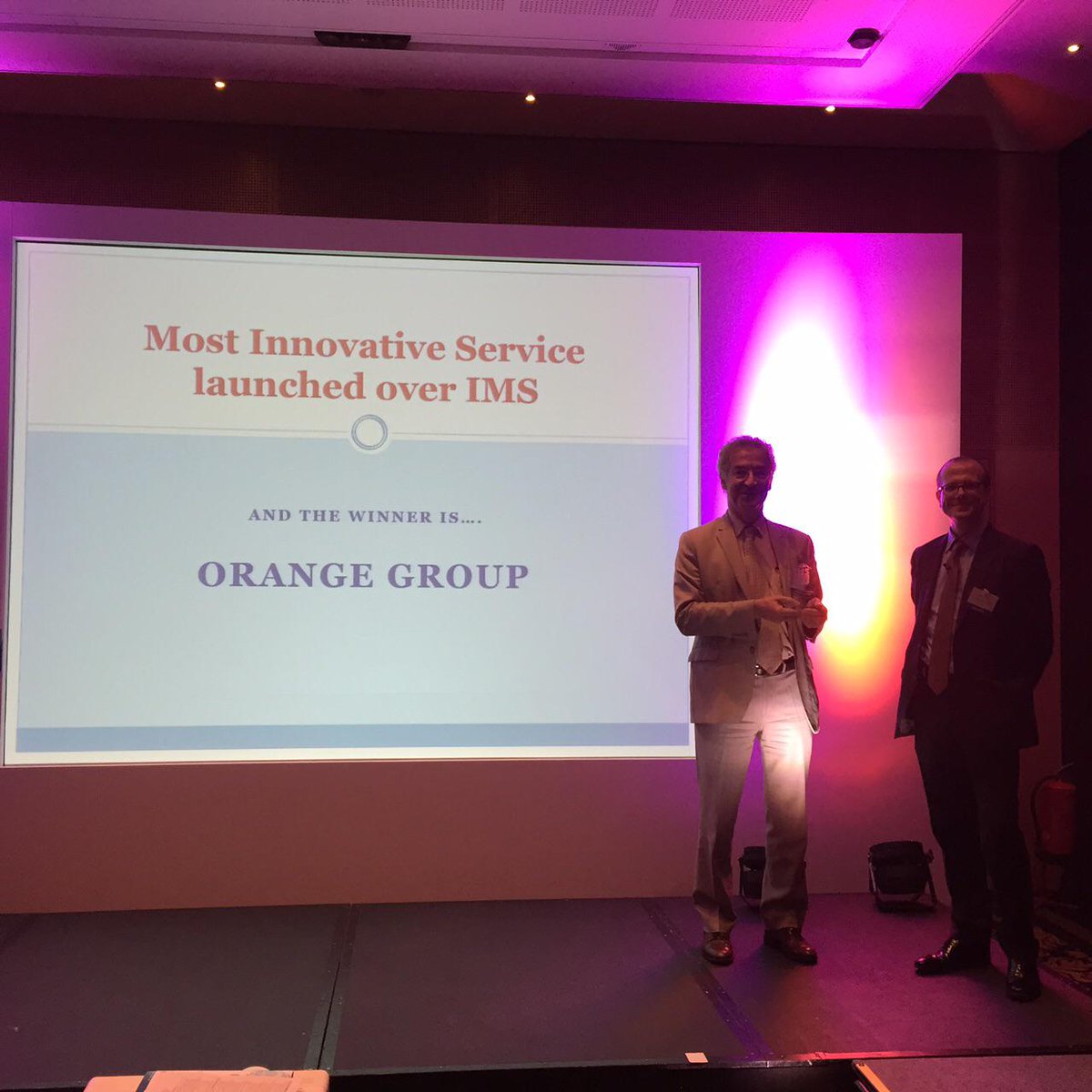 telconetworks's tweet image. Congratulations to @orange for winning the Most Innovative Service launched over IMS at #imsconference #IMSWF