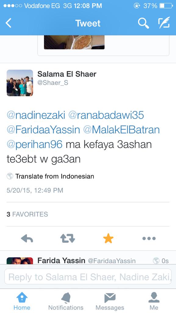 MalakElBatran's tweet photo. @Shaer_S @nadinezaki @ranabadawi35 @FaridaaYassin @perihan96 translate from Indonesian 😄😄 http://t.co/WKzmepNVlA