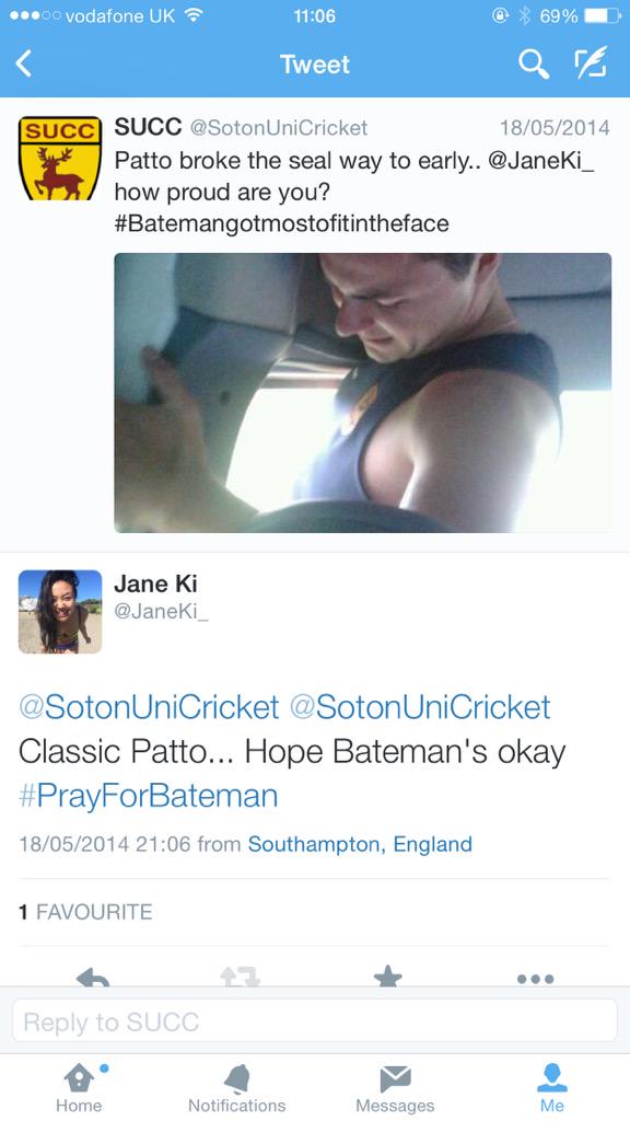 JaneKi_'s tweet photo. @SotonUniCricket just hope Bateman's not in the line of fire this year - good luck boys #stillproud http://t.co/S1EuiVyV3i
